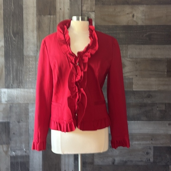 INC International Concepts red blazer jacket large feminine formal holiday party - Picture 6 of 11